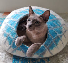 Load image into Gallery viewer, Felted Wool Cat Cave, house TO ORDER
